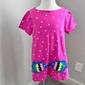 Mini Boden Printed Tunic Dress in Tickled Pink - 6/7Y